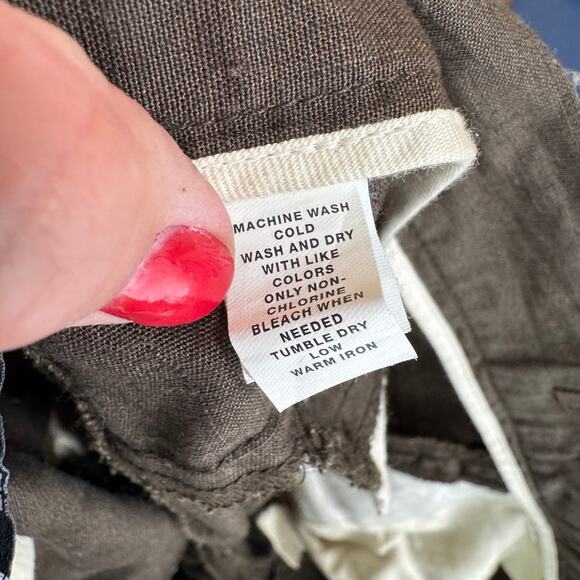 Gap Y2K Wide Leg Linen Pants Chocolate Brown Size 12R Minimalist Fall Staple - Picture 4 of 7